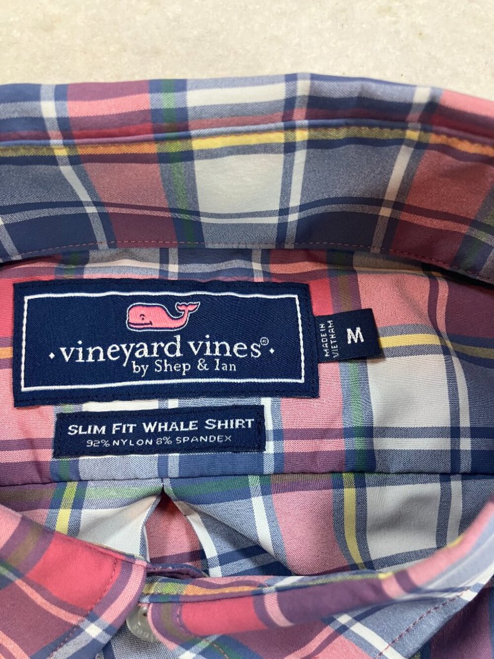 Vineyard Vines Slim Fit Whale Plaid Button Down Shirt Mens M - Picture 2 of 4